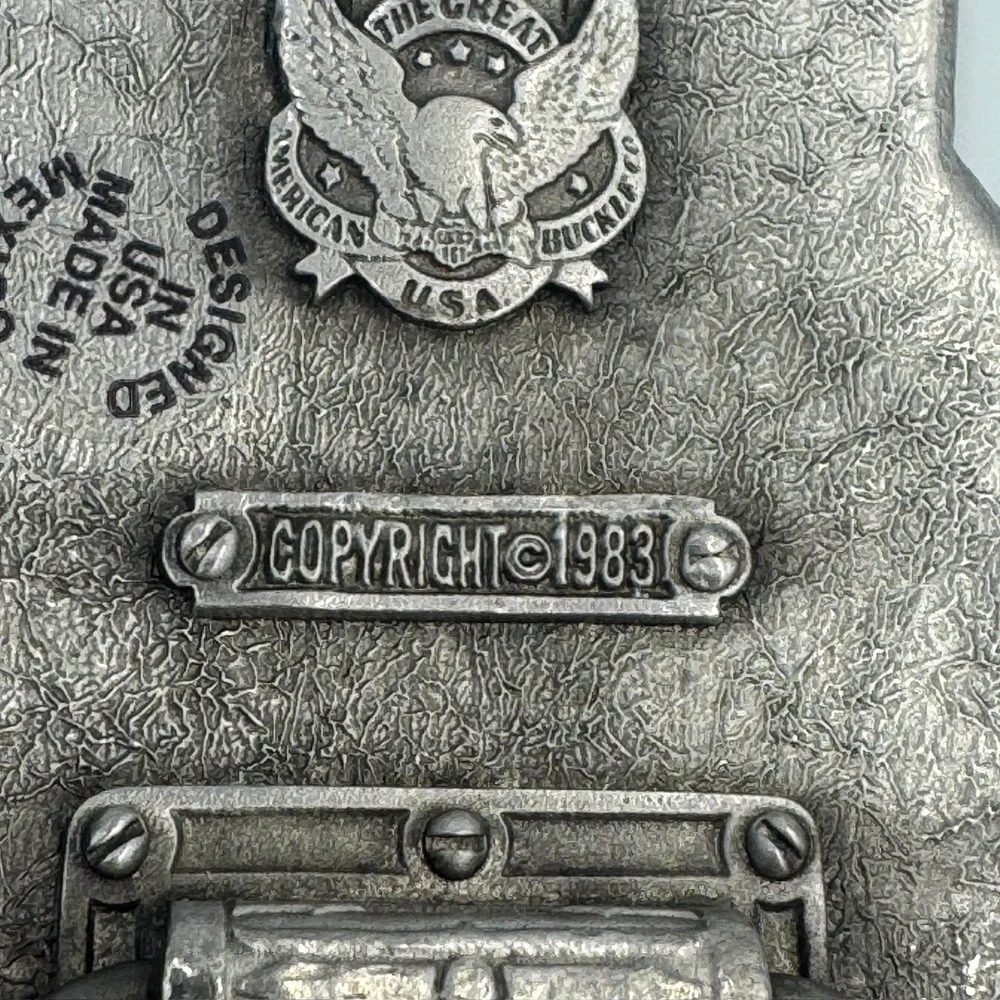 Bald Eagle‎ Belt Buckle Western Americana Black Enamel Silver Tone